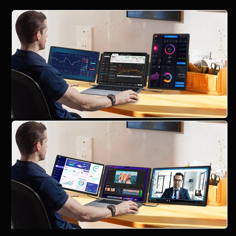 Portable Monitor 15.6-inch Rotatable Detachable Magnetic Screen, Horizontal and Vertical Display